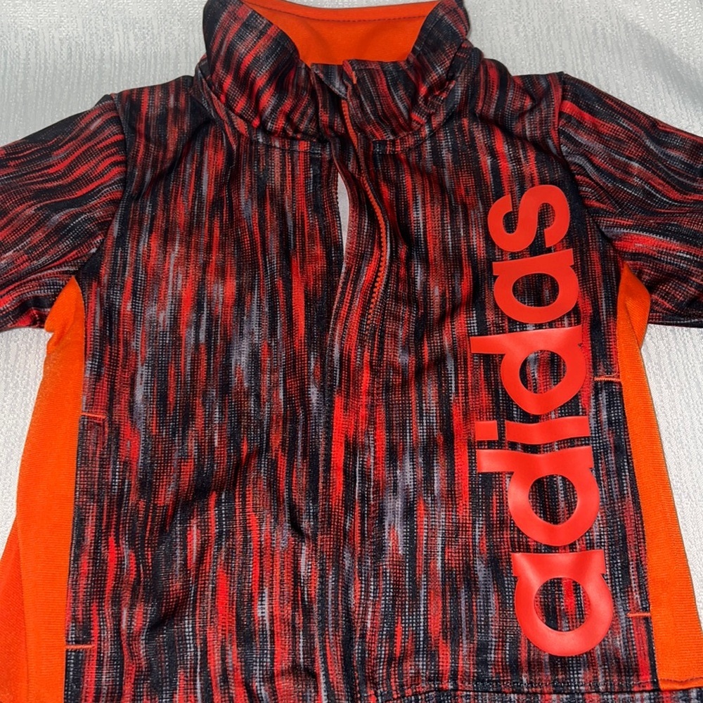 4/$15 Adidas Athleisure Jacket Full Zip Sweater Orange Gray Unisex Kid's Size 6